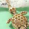 Good Luck Charm Keychain Pendant Rhinestones Inlaid Turtle Shape Key Holiday Style Chain with Anti-Oxidation Lobster Clasp Backpack Accessory