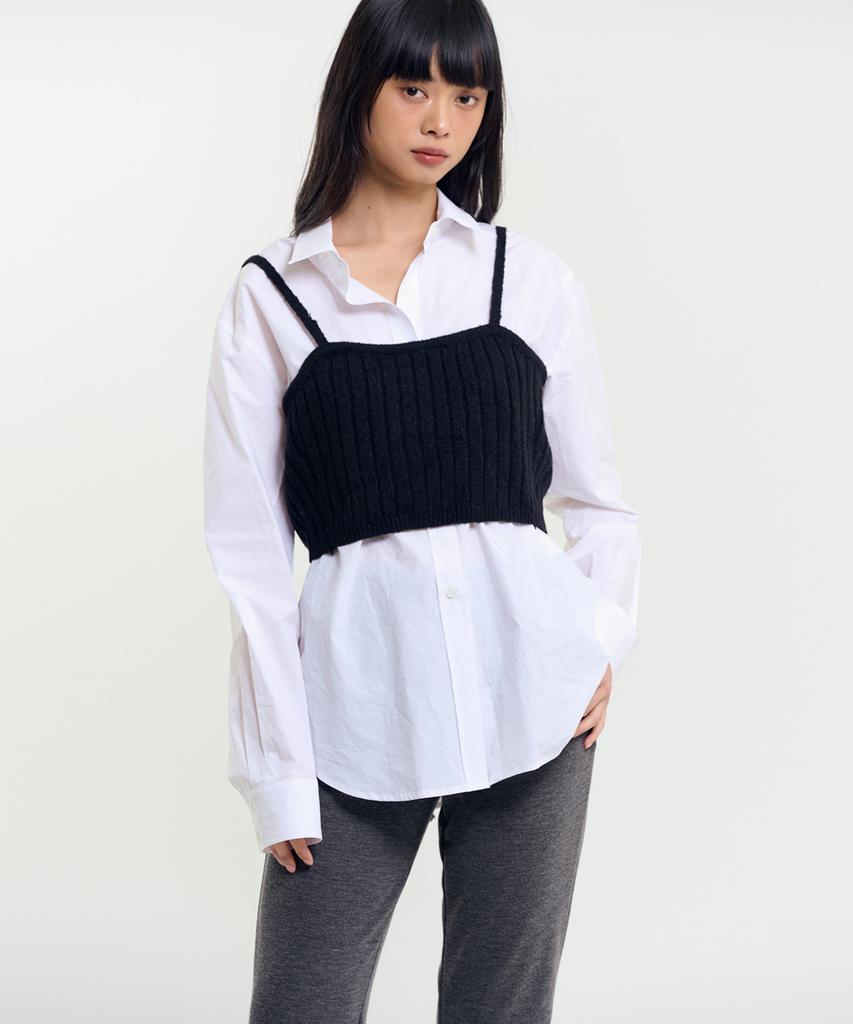 RAVEROUS Bustier Knit Set Black