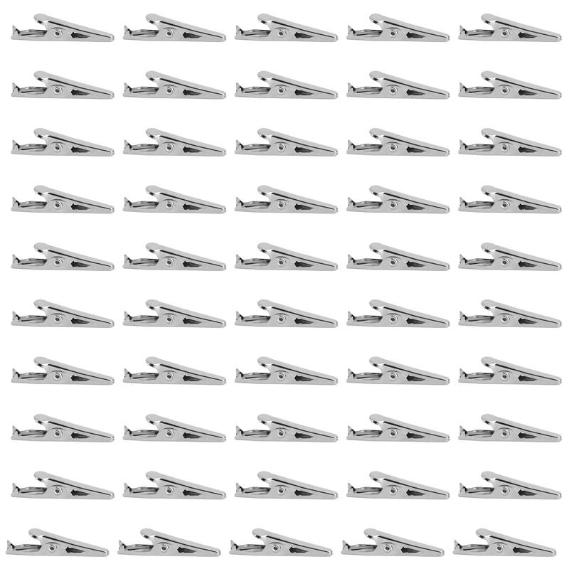 Y91A-400 Pcs Silver Tone Metal Alligator Clip Crocodile Clamps