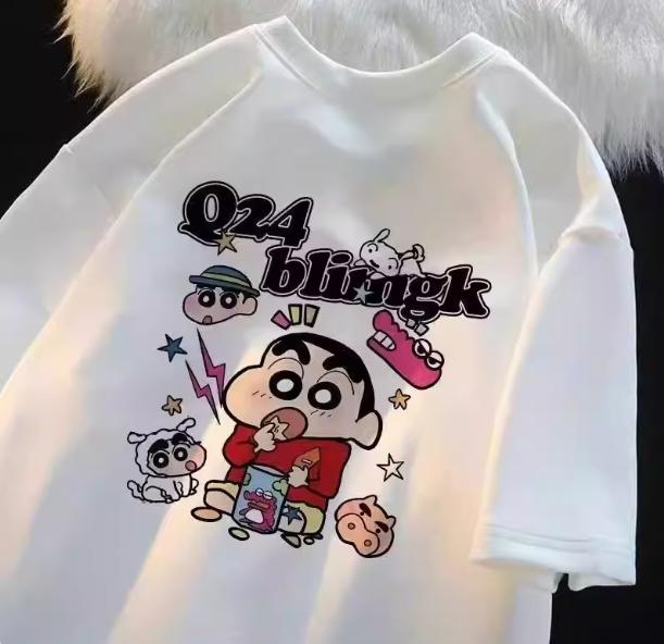 

2026 New Crayon Shinchan Harajuku Men Women Oversized Y2k Short Sleeve Streetwear Casual High Quality Female Male Clothing Tee S