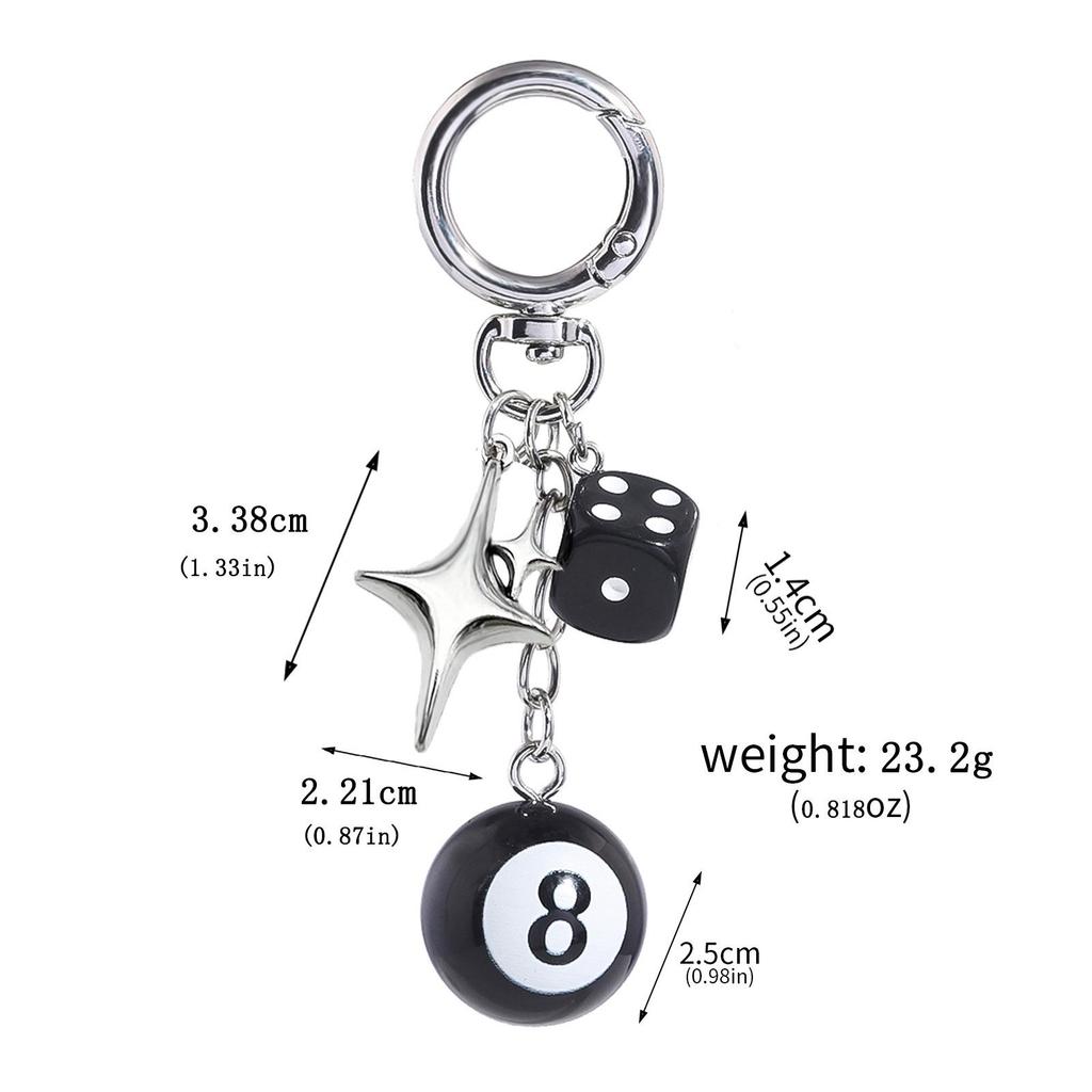 Fashionable Irregular Shape Dice Billiard Bag Pendant Metal Keychain - Hot Selling