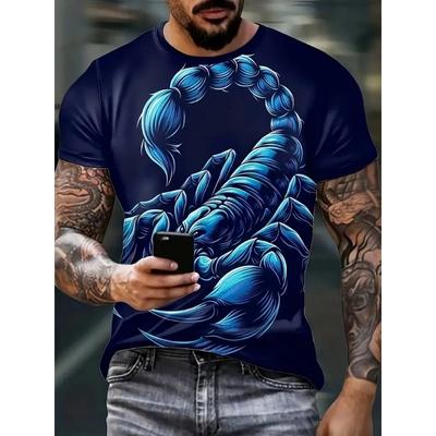 T-shirt Homme Imprimé Scorpion Été Décontracté Street Style Col Rond Manches Courtes T-shirts Hauts T-shirts Graphiques Vêtements de Mode pour Homme