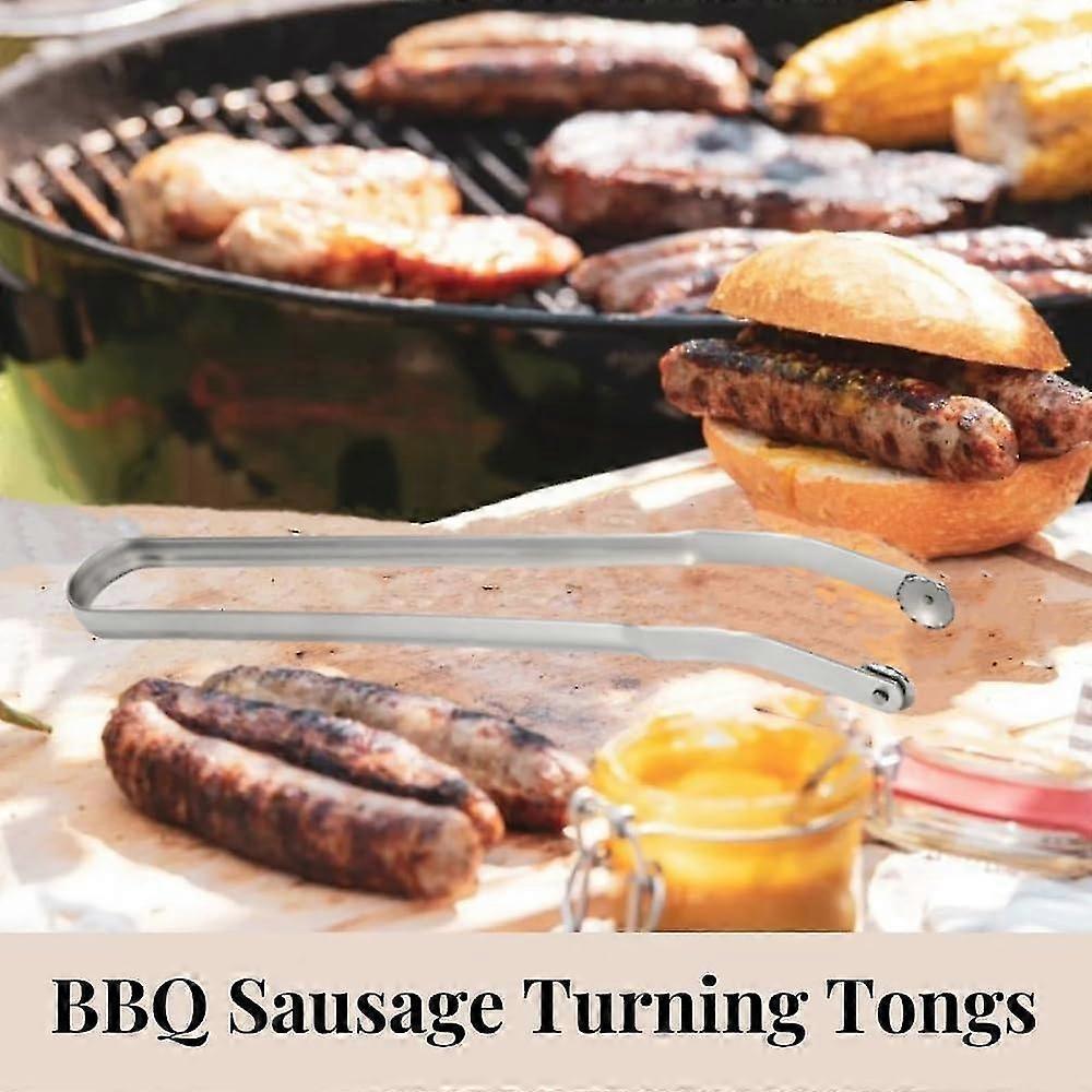BBQ Sausage Turning Tongs for Cooking,Stainless Steel BBQ Kitchen Tongs,Long Handle Kitchen Tongs for Turning Bacon Steak Meat Vegetables,Cooking Tong