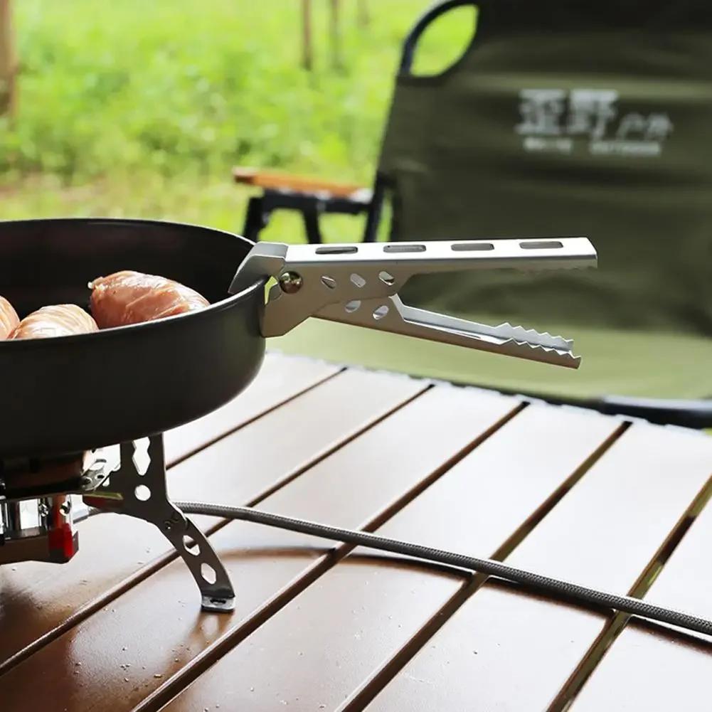 Outdoor Camping Anti-Scald Pot Pan Bowl Gripper Aluminum Alloy Folding Handle Hiking Camping Picnic Barbecue Cooking Cookware