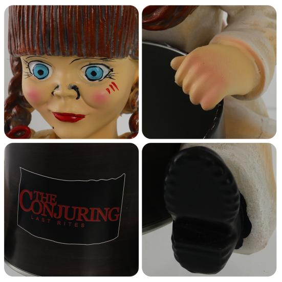 Horror Girl Figurine Creepy Girl Doll Popcorn Bucket Halloween Table Centerpiece Scary Girl Statue for Horror Themed Parties