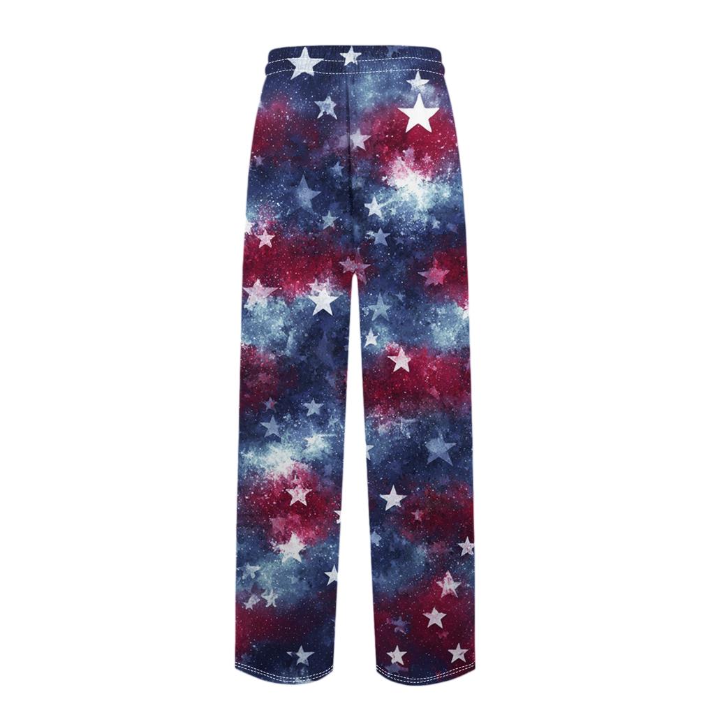 Men's Independence Day Print Plain Knit Pocket Casual Lounge Pants Sleepwear Drawstring Waist Relaxed Fit