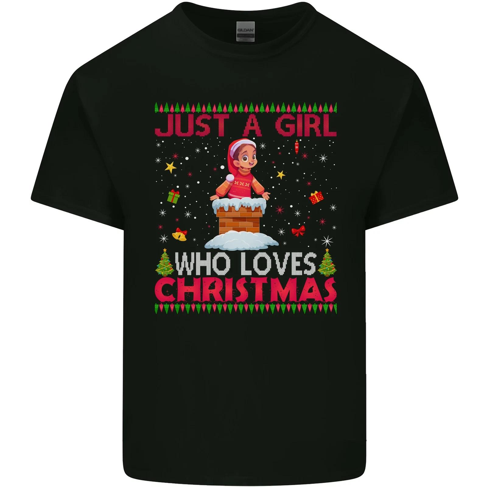 Just a Girl Who Loves Christmas Funny Kids T-Shirt Childrens M