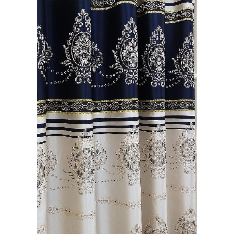 GOHD Harmony Horizon. Jacquard Farmhouse Window Curtain Panel Drape with Attached Fancy Valance. 2pcs Set. Each pc 54" Wide x 90" Drop with 18"