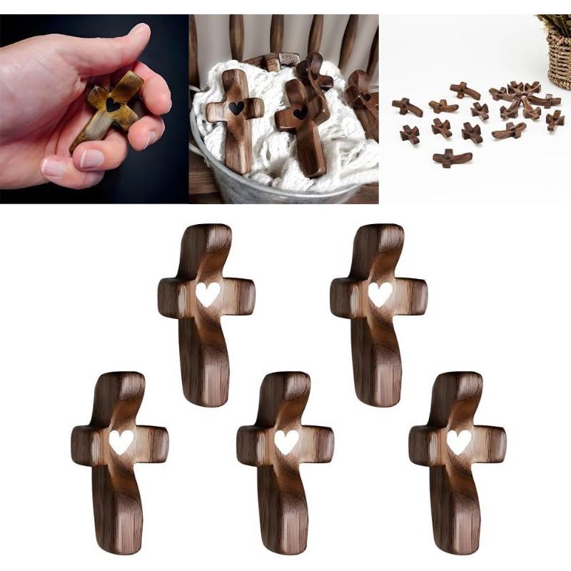 Handcrafted Wooden Cross My Heart, Wooden Cross Fidget, Wood Pocket Cross, Pocket Crosses In Bulk, Handheld Wooden Cross, Stress Relief Pocket Cross