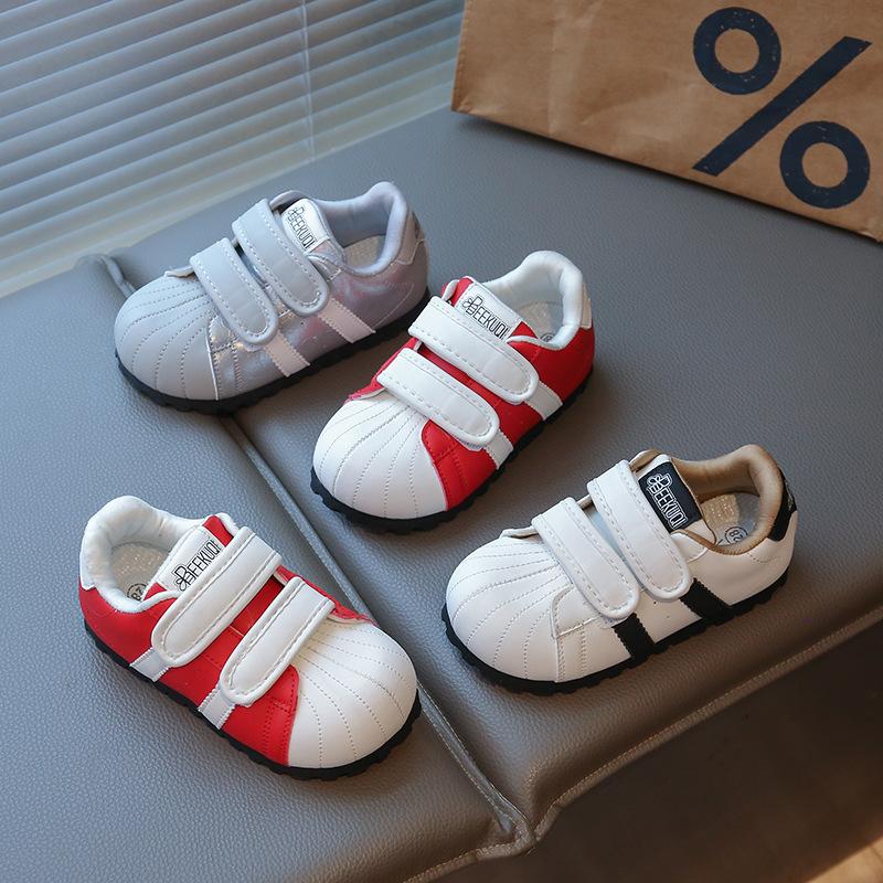 Versatile casual single shoes shallow mouth women's Q version bubble shell cartoon board shoes Velcro inner height increase new trendy shoes