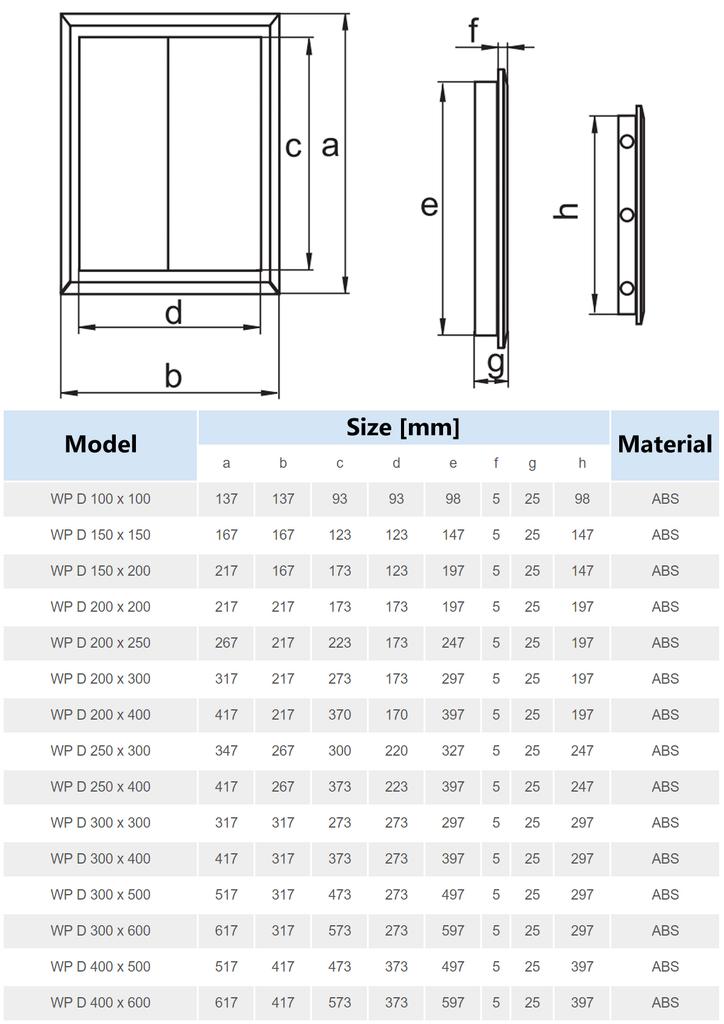 White Inspection Door 200X250 Mm Abs