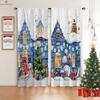 Set Of 2 Cute Cartoon Santa Claus Snowman Snowflake Printed Curtains Bedroom Dining Room Christmas Party Decoration Curtain For Master Made Polyester