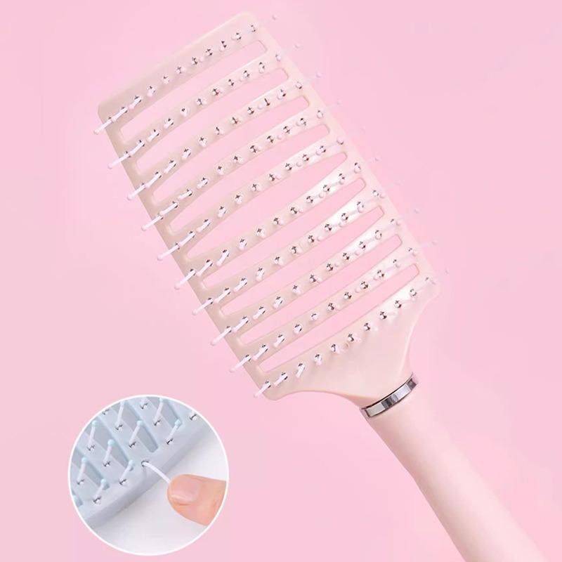 Macaron Large Curved Leather Massage Comb High Cranial Top Fluffy Comb Curly Hair Styling Comb Curved Nine-rib Comb