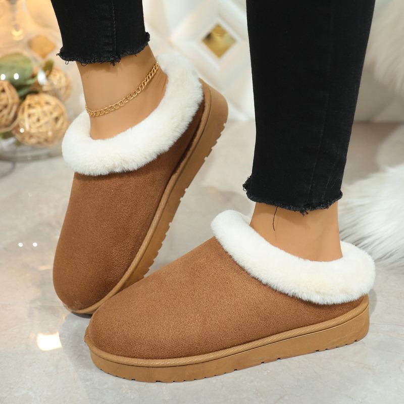 Cross-border Foreign Trade Mao Mao Mouth Snow Boots Women's Winter New Korean Version Thick-soled Short Tube Thickened One Pedal Lazy