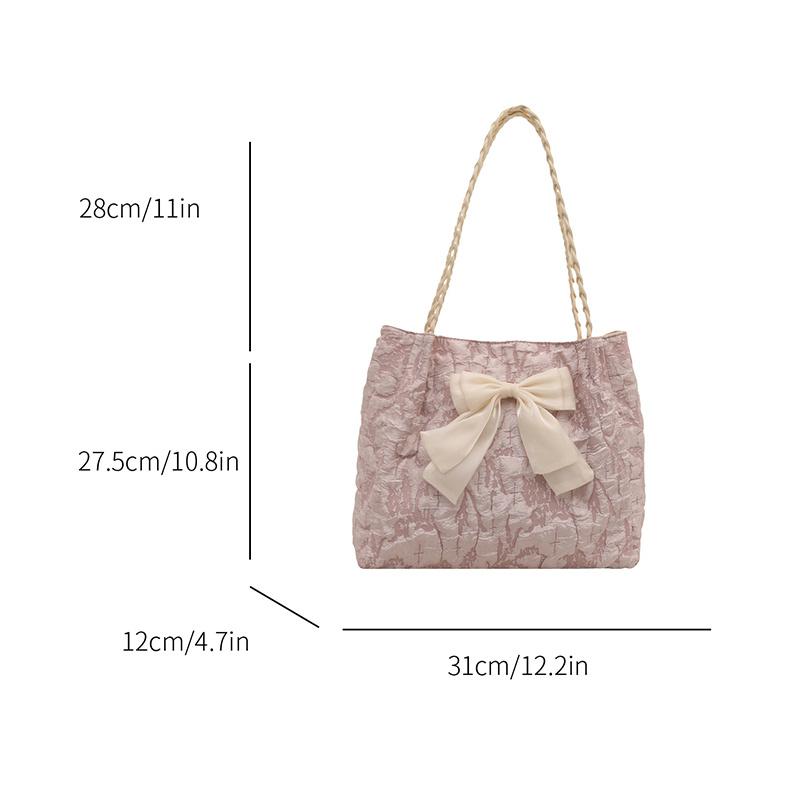 Women's Fashion Bow Tote Bag - Contemporary Color-Block Pattern with Luxe Touch, Ideal for Work & Weekend Activities CLE