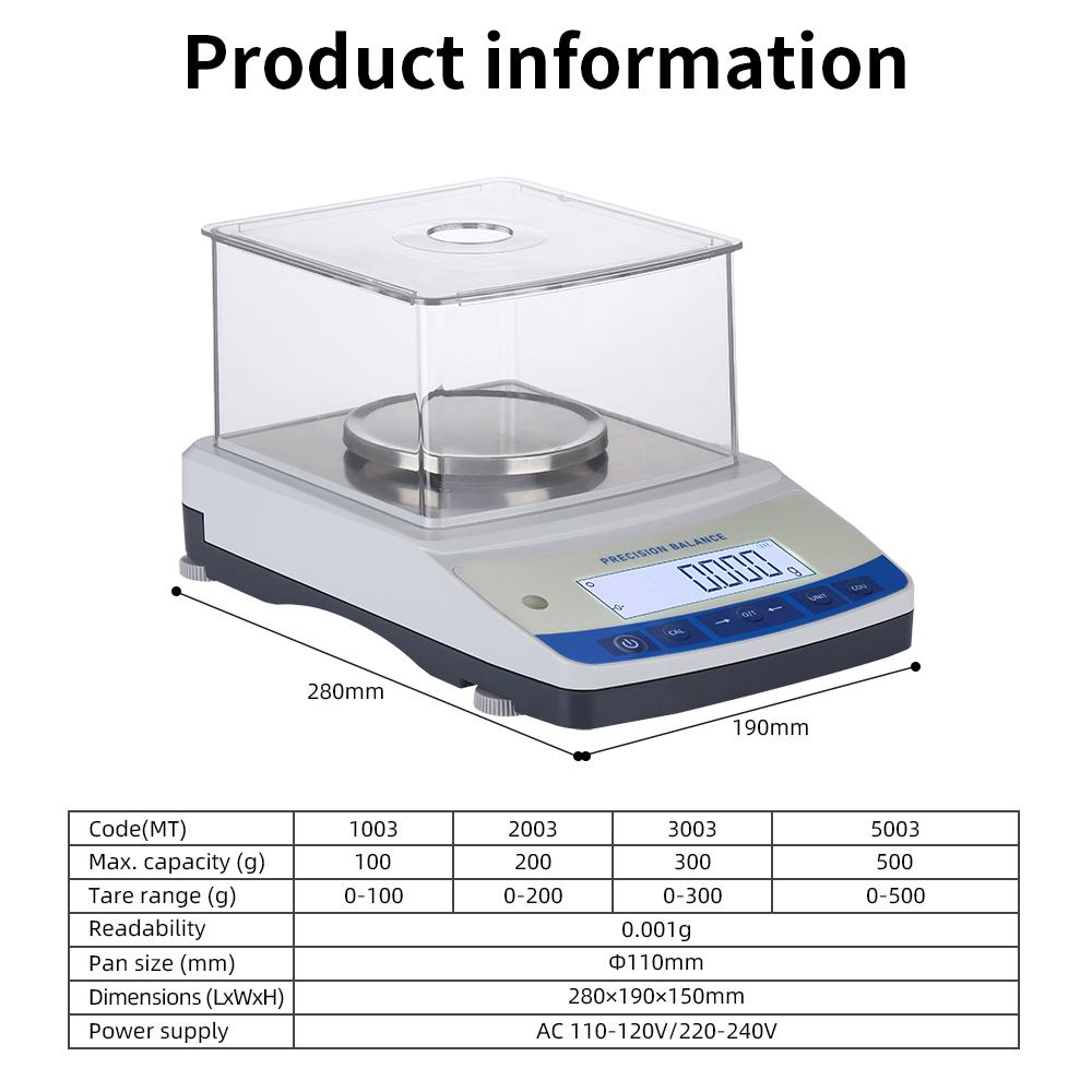 Lab Scale 500g 0.001g High Precision Electronic Balance Digital Analytical Balance Jewelry Scale with Windshield Balance Scale