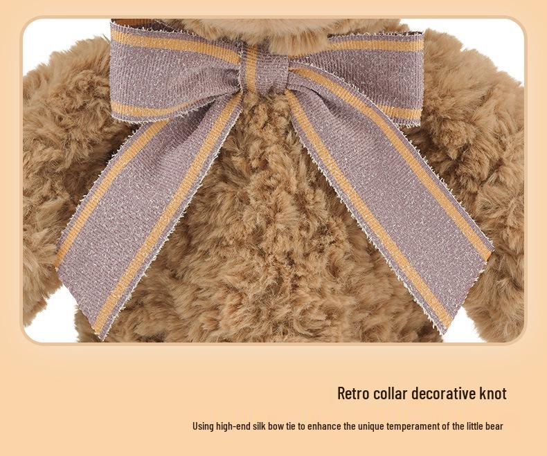 Peggy Teddybär-Plüschtier – Niedliches, kuscheliges Stofftier mit Fliege, ideales Geschenk für Mädchen
