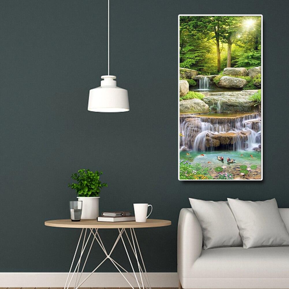 DIY Diamond Painting Waterfall Landscape Full Round Drill Diamond Embroidery Mosaic Cross Stitch Mountain Wall Art Home Decor