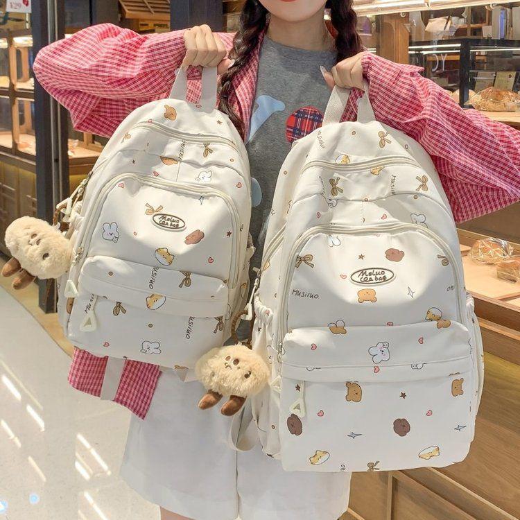 Cute Japanese Schoolbag for College or Middle School Students - Large Capacity Sweet Girl Backpack with Shoulder Strap and Niche Design