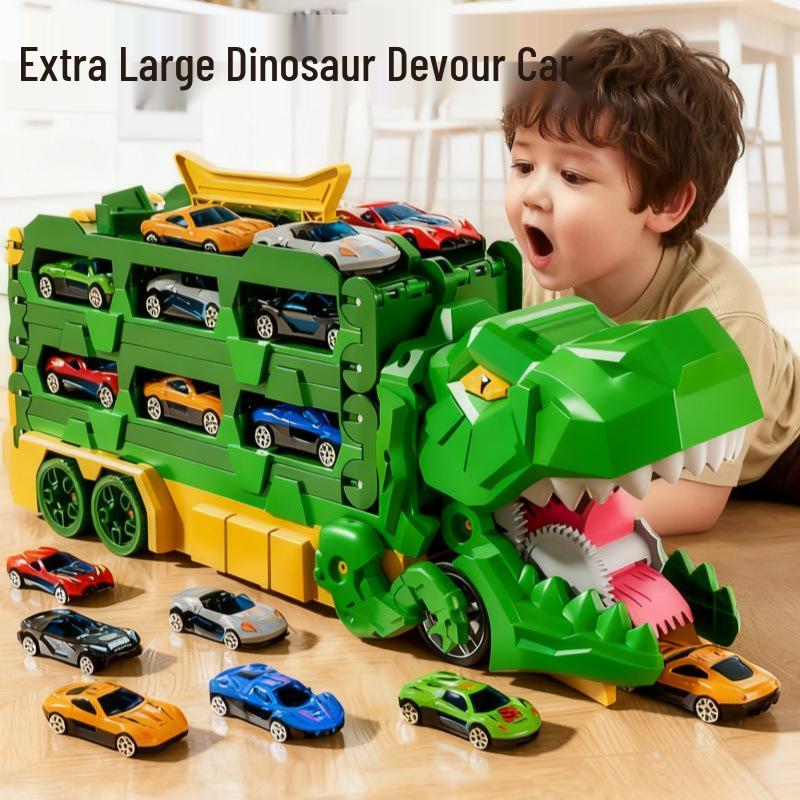 Dinosaur Deformation Toy Car Set - Triceratops & Tyrannosaurus Rex