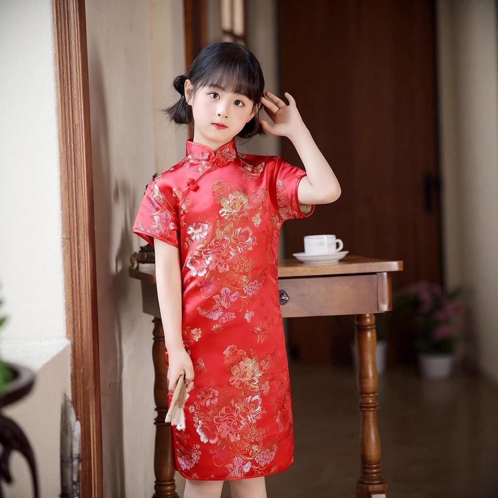 2025 Retro Chinesischer Stil Sommer Prinzessin Cheongsam für Mädchen
