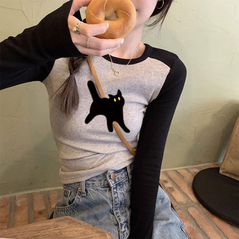 

Женский топ в стиле ретро с бархатными плечами, осень 2024 г. — с длинными рукавами, облегающий, короткий, в стиле горячей девушки S