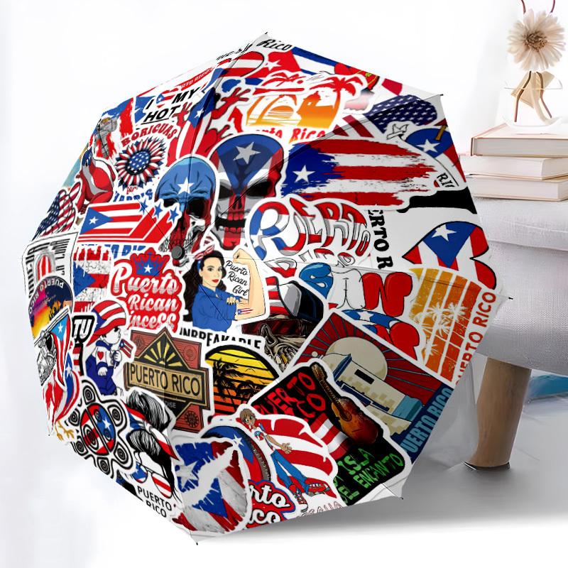 Puerto Rican Princess Umbrella Portable Folding Umbrella Durable Iron Frame,8 Ribs Structure Suitable for All Seasons Home Travel Outdoor Mu