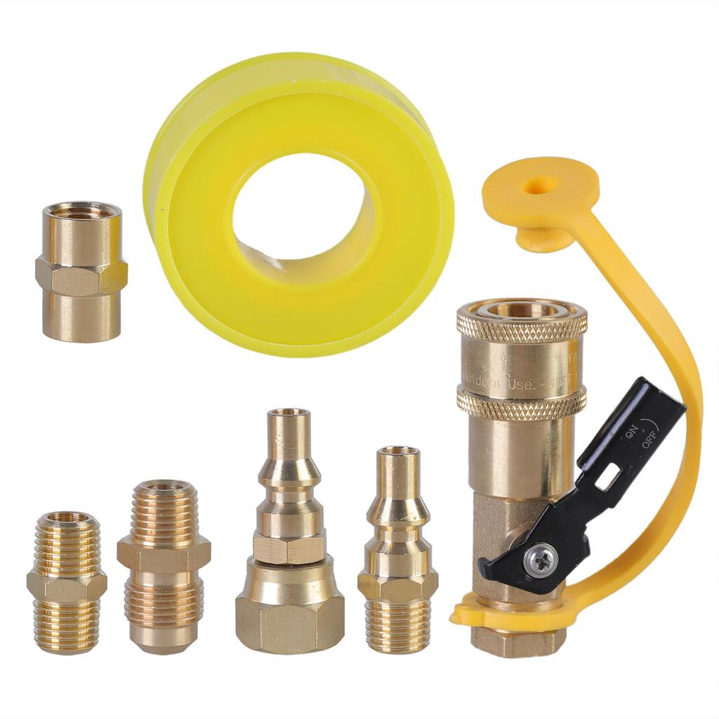 Set of 7 Brass Propanes Connectors Quick Connecting Fitting Conversion Fitting Grilling Connectors Suitable for Travel