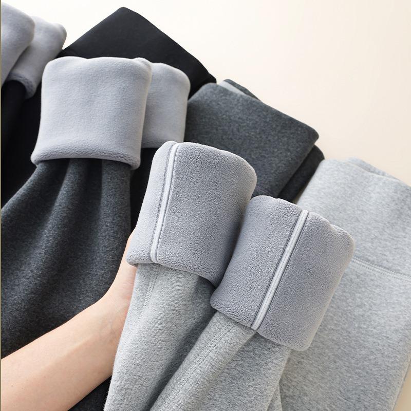 Gray Leggings Women's Outer Wear Autumn and Winter Fleece Thickened Fog Camel Fleece Pants Thermal Pants New Cotton Long Johns