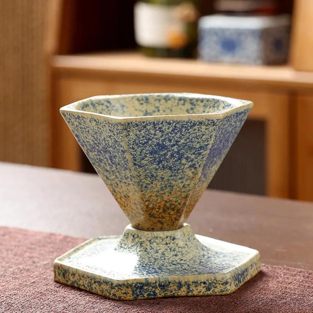 

Винтажная керамическая кружка, японская грубая керамика, чашка для послеобеденного чая, креативная шестиугольная воронкообразная кофейная чашка, домашняя кухонная посуда для питья 160ml
