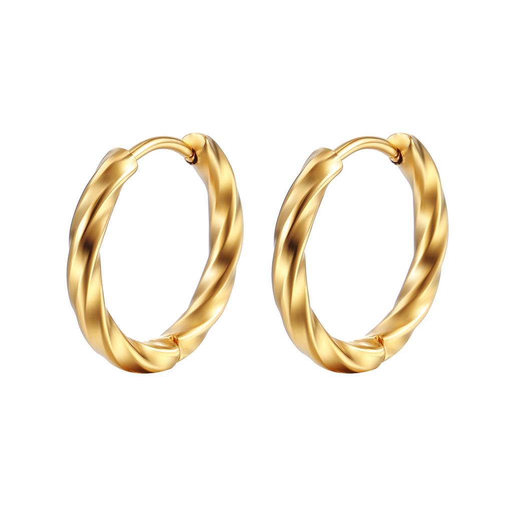 Wind Unisex Titanium Steel Round Twist Wire Ear Buckle Trend Gold Stainless Steel Small Earrings Ear
