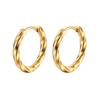 Wind Unisex Titanium Steel Round Twist Wire Ear Buckle Trend Gold Stainless Steel Small Earrings Ear