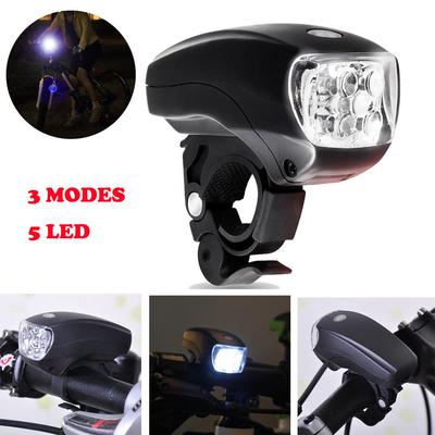 New Cycling Bike Bright 5 LED Front Light Lamp 3-Modes Torch