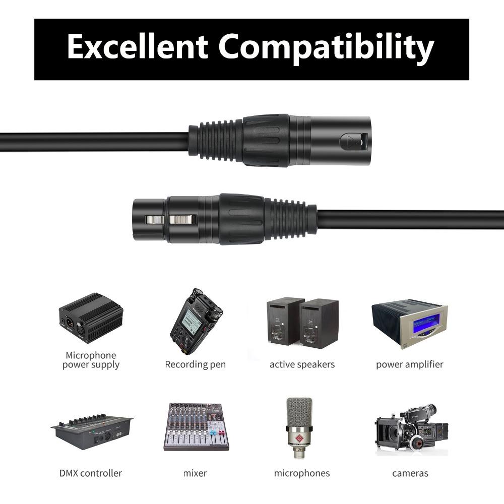 Dual Shielded XLR Male to Female Audio Cable, All Metal Gold Plated Connectors Balanced XLR Mic Cord for Microphone, Mixer, Speaker, Audio Recorder