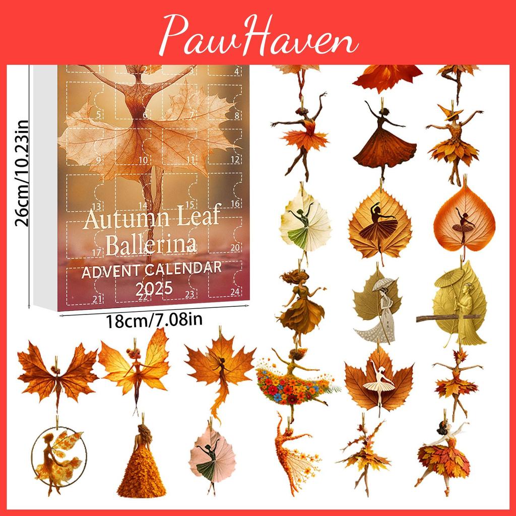 Świąteczny 24-dniowy Kalendarz Adwentowy z Dziewczyną z Liściem Klonowym i Motywem Baletowym Akrylowa Świąteczna Niespodzianka