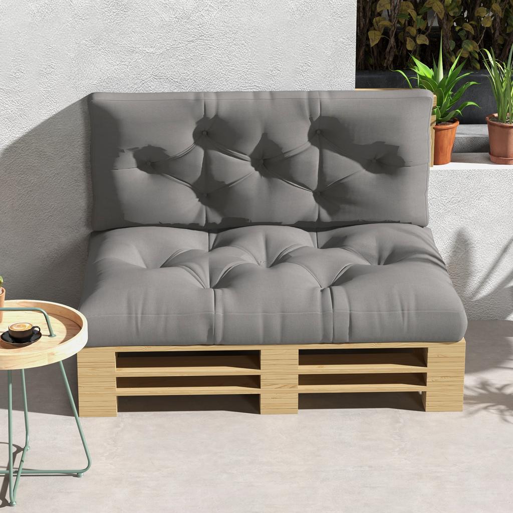 Seat And Back Padded Pallet Cushion Set Light Grey