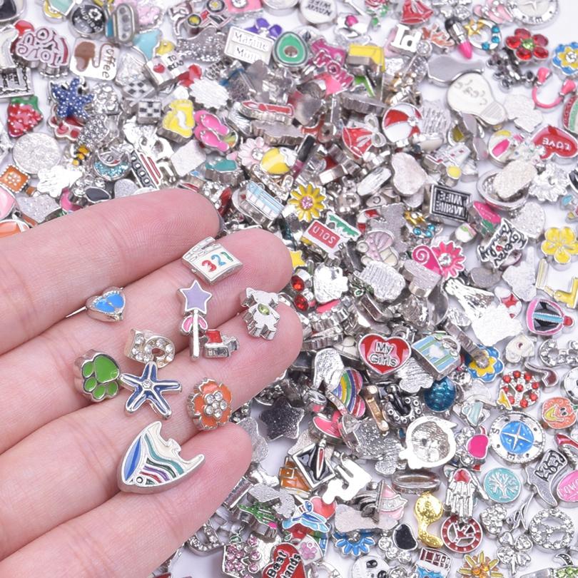 60pcs/lot Mixed random sales floating charms Suitable for Glass Living Memory floating charm lockets Jewelry Pendant Necklace