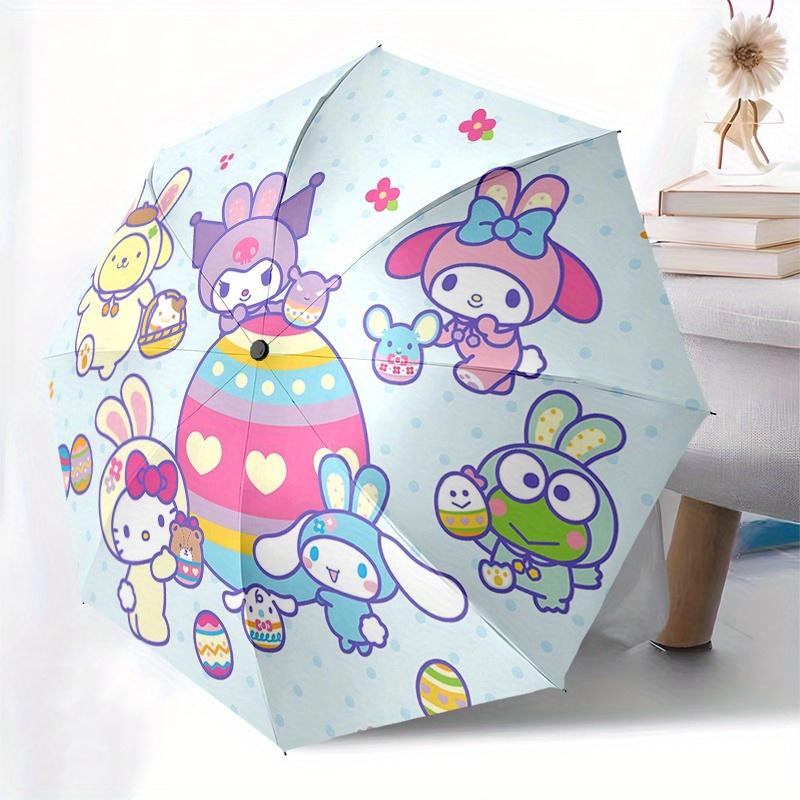 Easter, Sanrio Automatic Open/Close Umbrella Cute Umbrella with Cute Design, Portable 3 Fold Compact Umbrella for Men & Women, Halloween Chr