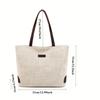 Women Minimalist Beige Large Tote Bag, Brown Shoulder Strap Zip Closure Handbag, Durable Easy Clean Shoulder Bag For College Work Daily Use