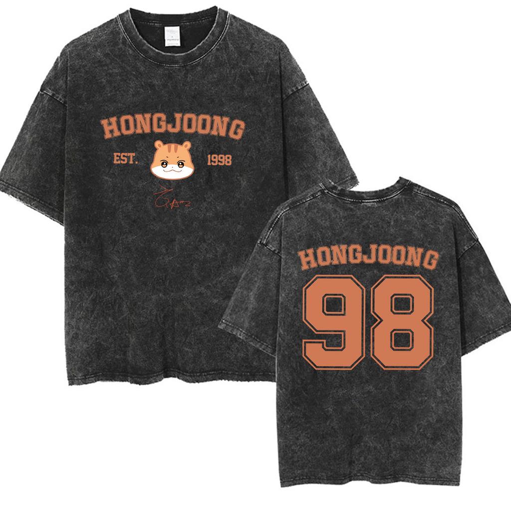 Vintage Washed Ateez Yunho Kpop Band Album 2026 TShirt Mens Women Hip Hop Loose Korean Fashion Short Sleeve T Shirt Streetwear
