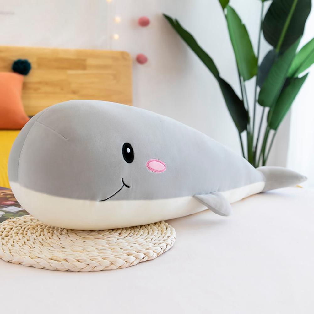 60CM Long Whale Plush Toy Cute Sleeping Throw Pillow Large Size Animal Bed Doll Send Children's Birthday Christmas Gift