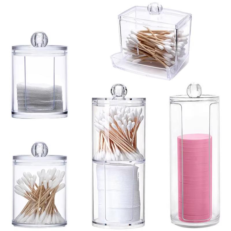 Acrylic Transparent Storage Box Large Capacity Easy To Clean Dust-Proof Cotton Swabs Makeup Cloths Dental Floss Storage Tube