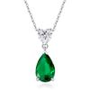 [FANCIME] Mother's Day Necklace for Women - May Birthstone Emerald, Teardrop Heart Motif, Sterling Silver (S925), Lucky Stone, Accessory, Christmas, B