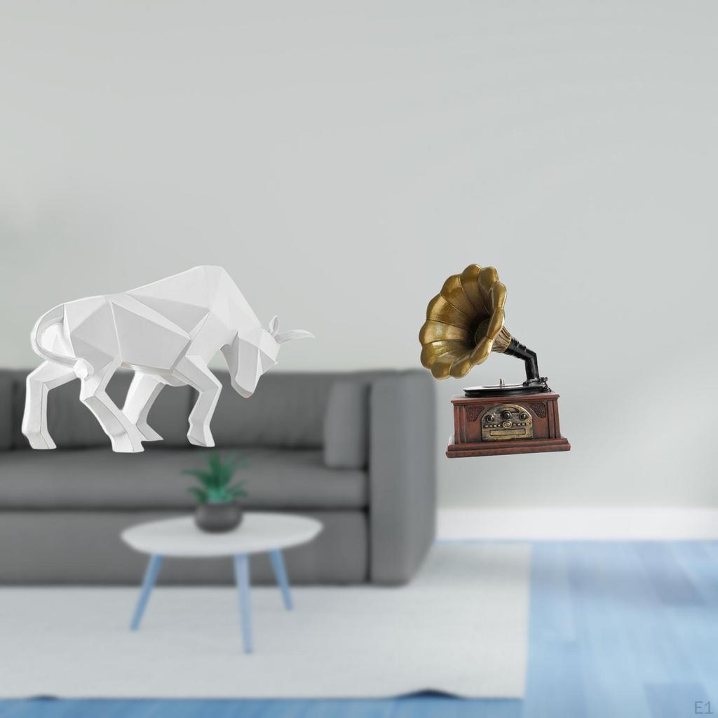 Modern Resin Bull Figurine Vintage Collectible Sculpture Abstract Ornament for Entryway Tabletop