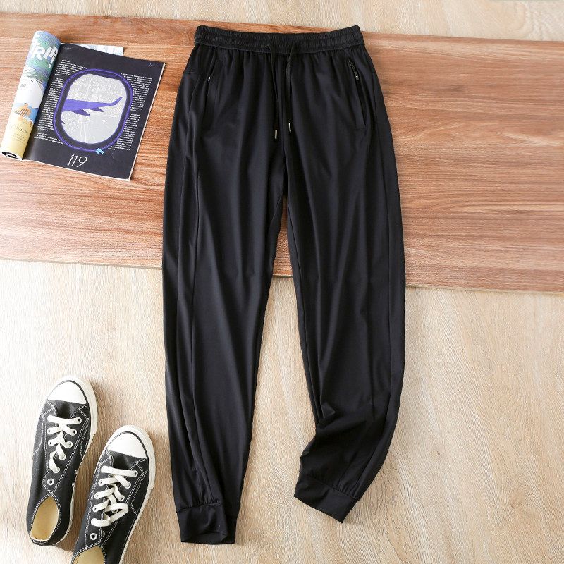 Plus Size! Cooling Anti-Wrinkle! Breathable and Quick-Drying! High Elasticity! Spring and Summer Men's Ankle-tied Sports Casual Pants