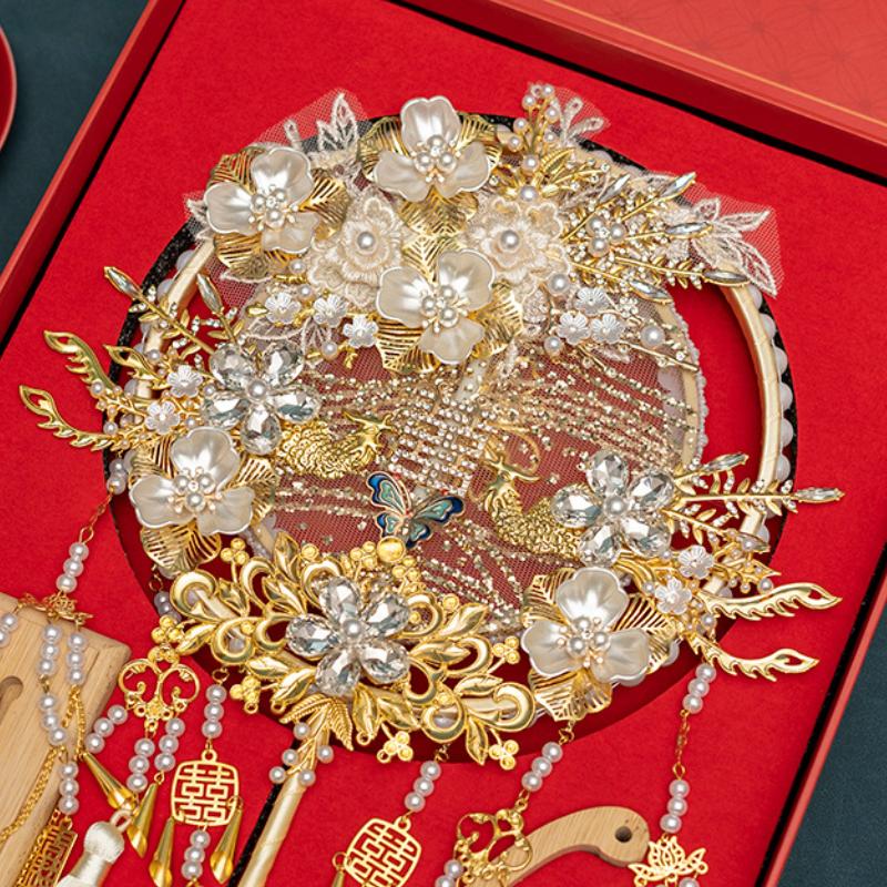 Dekorativer Fächer im chinesischen Stil für Brautgruppen Fächergeschenk für die beste Freundin Hochzeit und Materialpaket für fertigen Fächer Chinesischer Fächer