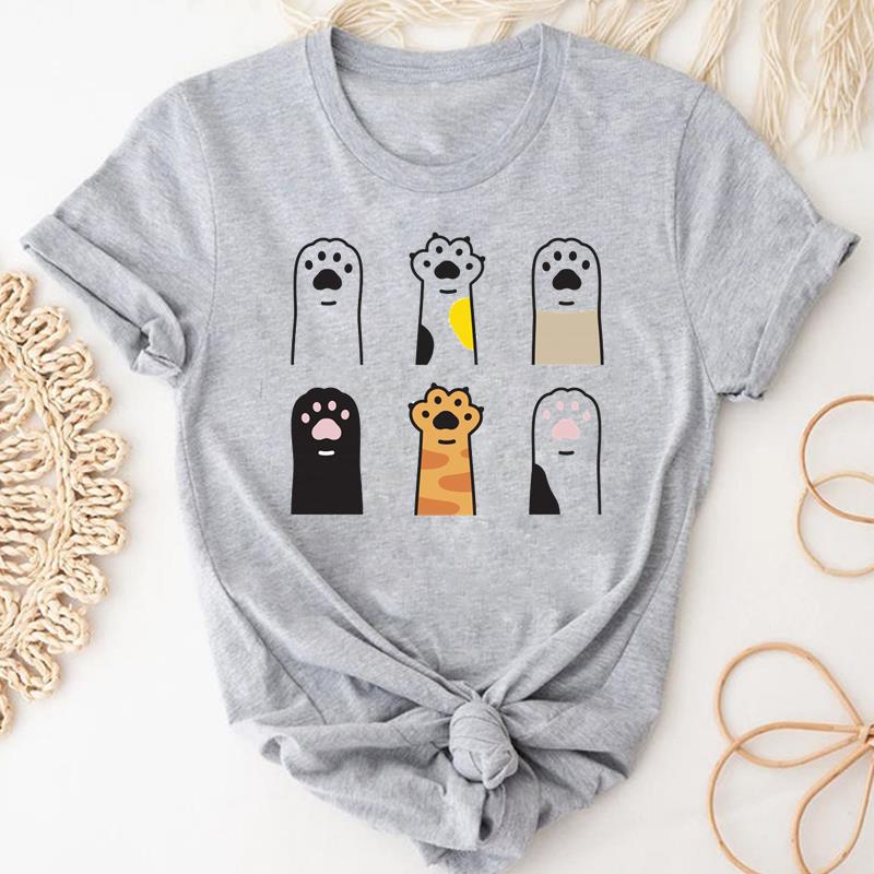 (Asian Size) Tshirt Lady Cartoon T Tee Top Women Print Fashion Clothes Female Clothing Short Sleeve Cat Animal Pet Graphic T-shirt