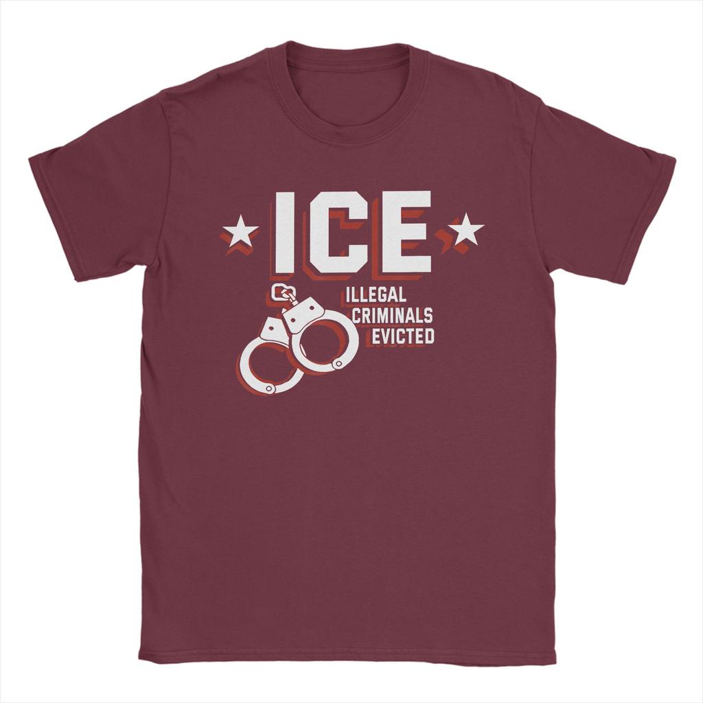 Mens TShirt ICE Illegal Criminals Evicted Novelty 100 Cotton Tee Shirt Short Sleeve T Shirts Round Neck Clothes Graphic