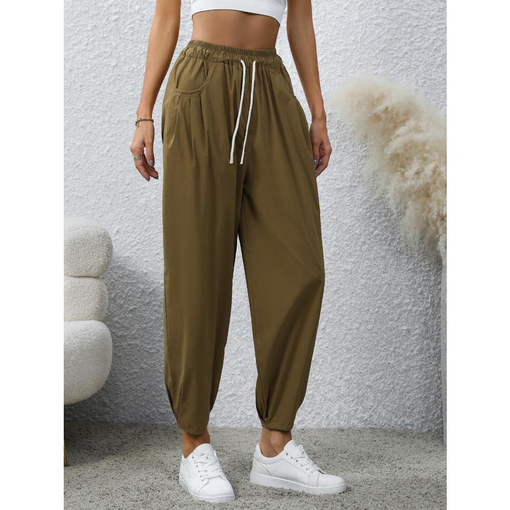 Fashionable Loose Casual Pants with Drawstring Pockets for Summer