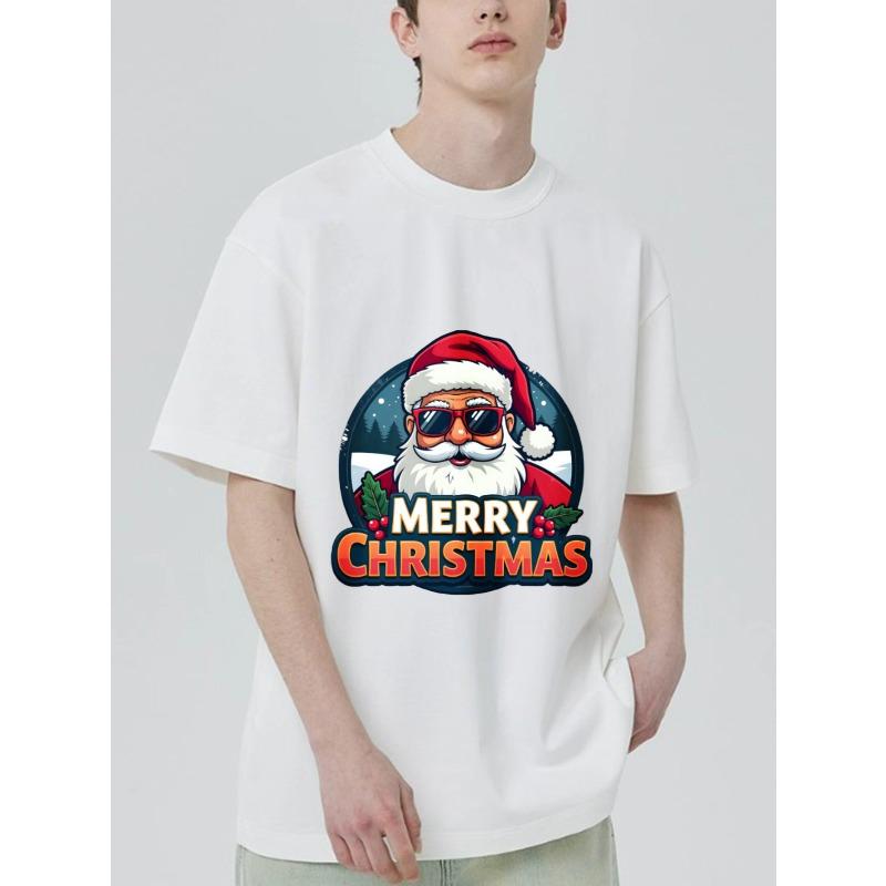 Vánoční tričko Černý Santa Claus se slunečními brýlemi a textem Veselé Vánoce Oblečení na sváteční párty